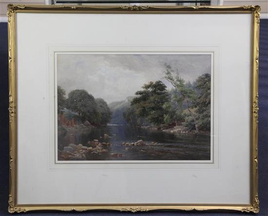 Harry Sutton Palmer (1854-1933) Wooded river landscape 14 x 20.25in.